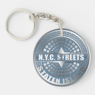 Manhole Staten Island Blue Key Ring