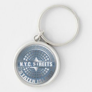 Manhole Staten Island Blue Key Ring