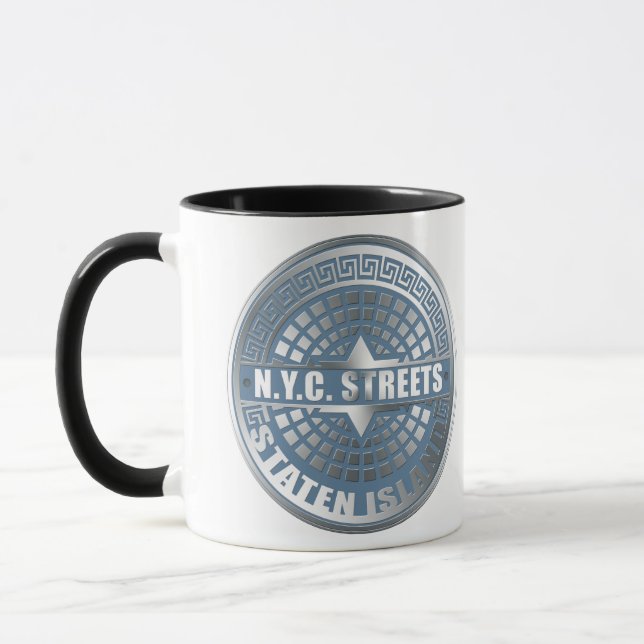 Manhole Staten Island Blue Mug (Left)