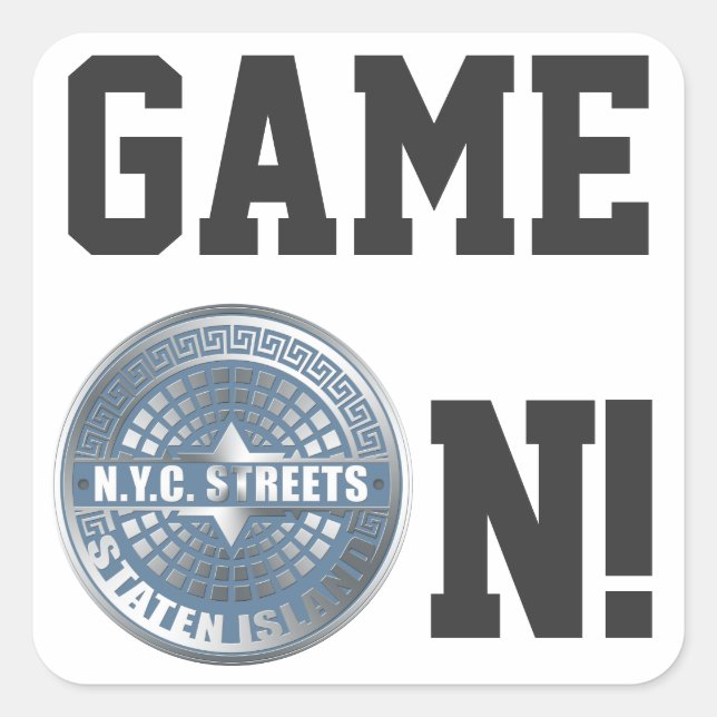 Manhole Staten Island Blue Square Sticker (Front)