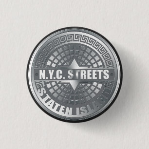 Manhole Staten Island Grey 3 Cm Round Badge