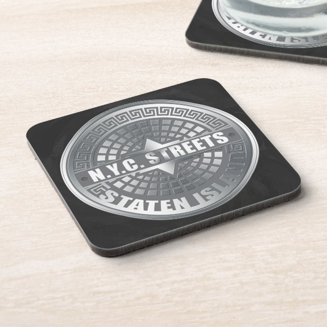 Manhole Staten Island Grey Coaster (Left Side)