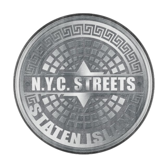 Manhole Staten Island Grey Cutting Board (Front)