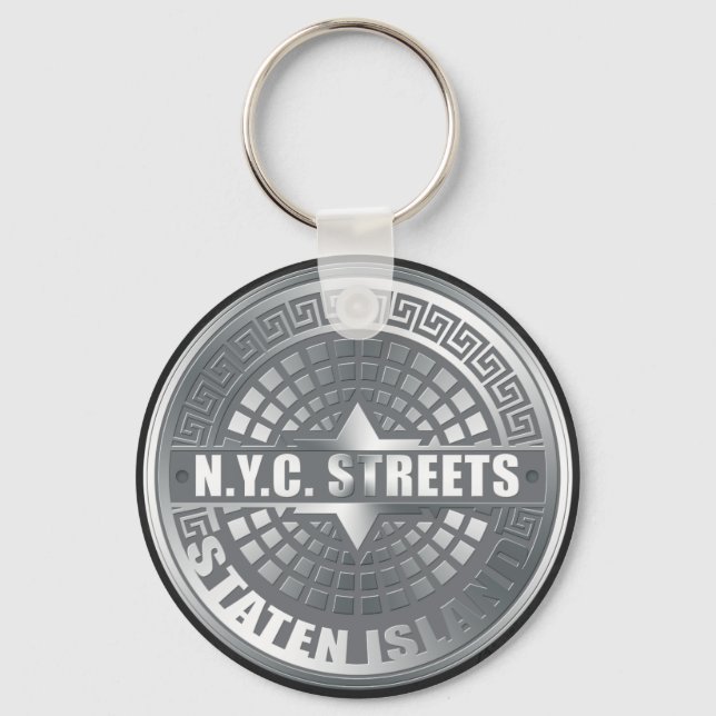 Manhole Staten Island Grey Key Ring (Front)