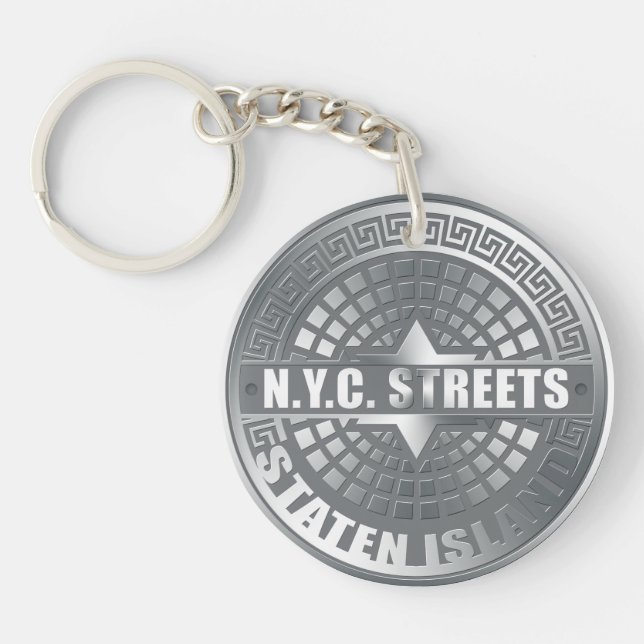 Manhole Staten Island Grey Key Ring (Front)