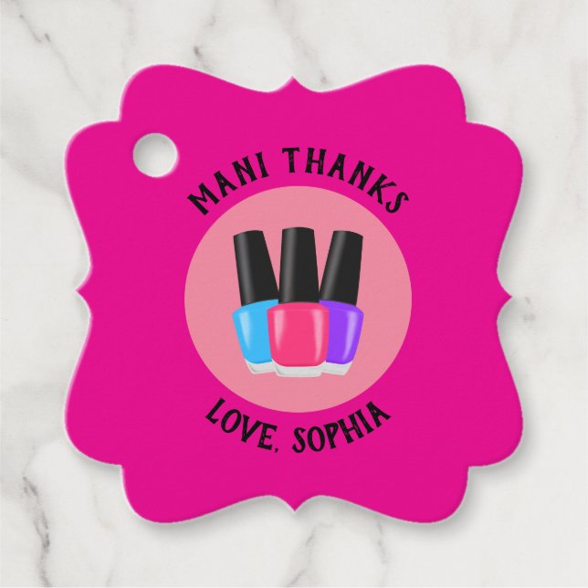 Mani Thanks Spa Party Favour Tags (Front)