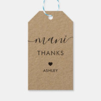 Mani Thanks Tags, Manicure Kit Gift Tag, Kraft