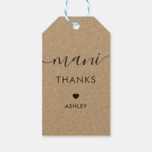 Mani Thanks Tags, Manicure Kit Gift Tag, Kraft Tags