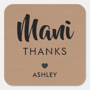 Mani Thanks Tags, Manicure Kit Gift Tag, Label, Square Sticker
