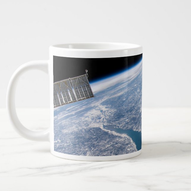 Manicouagan Crater And The St. Lawrence River Large Coffee Mug (Left)