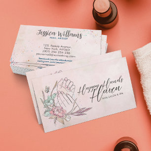 Manicure Hands and Flowers - Watercolor  Business Card
