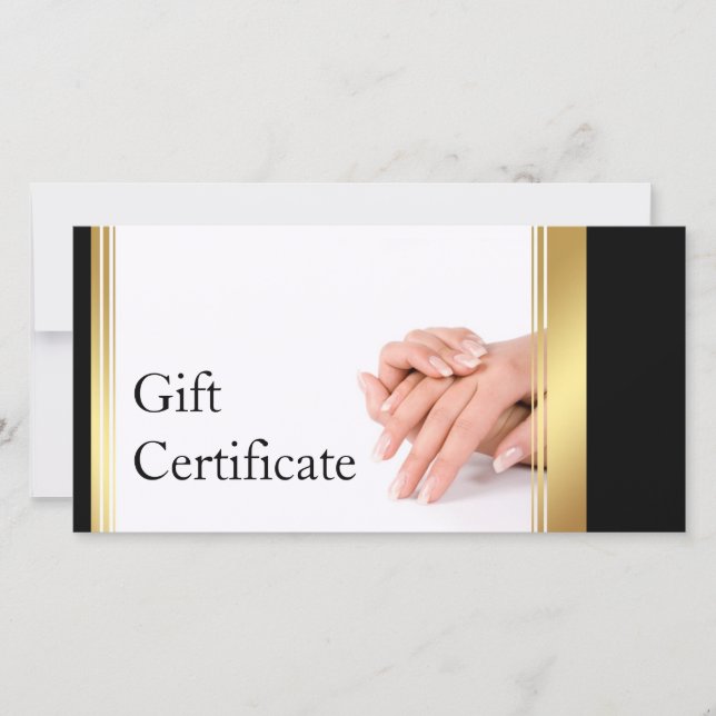 Manicure Nail Salon Gift Certificate Simple White Thank You Card (Front)
