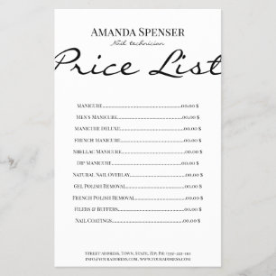 Manicure Nail Salon Price List Simple White Flyer