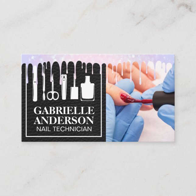 Manicure Nails Painted | Nail Polish Drip Business Card (Front)