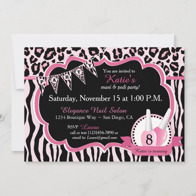 Manicure & Pedicure Spa Party Birthday Invitation (Front)