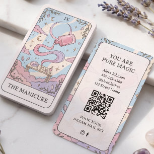 Manicure Pink Celestial QR Code Business Card