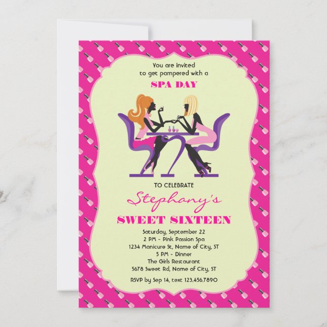 Manicure Spa Sweet Sixteen Invitation (Front)