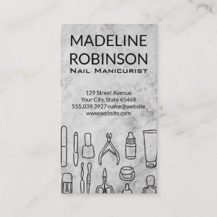 Manicure Tools Marble Background Appointment Card
