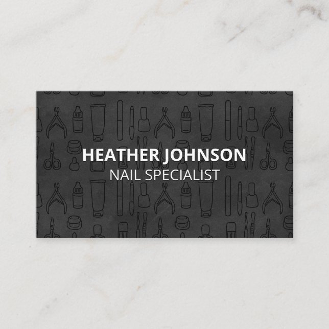 Manicure Tools Pattern Business Card (Front)