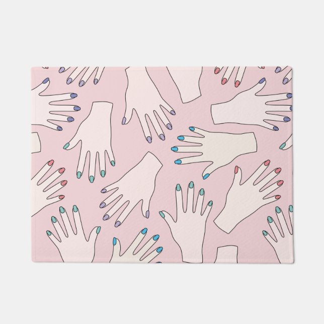 Manicured Hands Nail Studio Pink Pastel Pattern Doormat (Front)