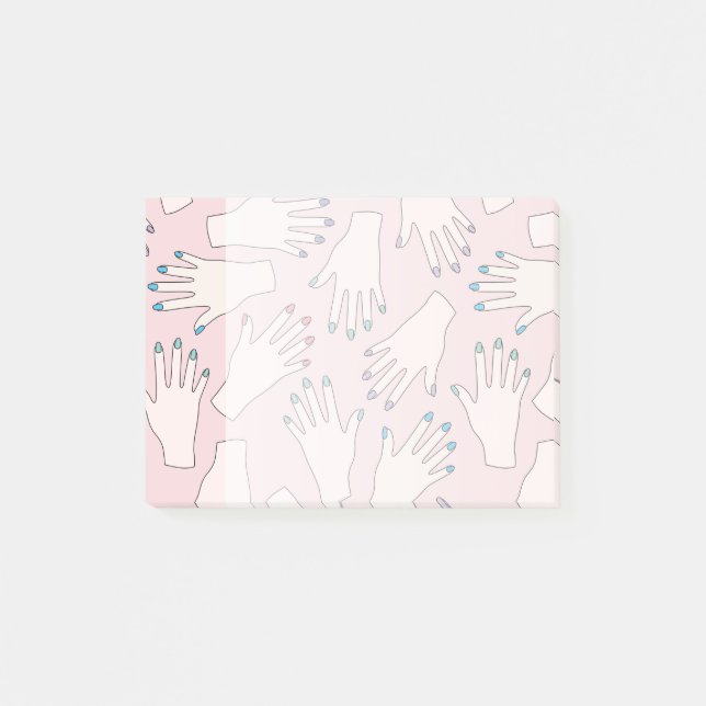 Manicured Hands Nail Studio Pink Pastel Pattern Post-it Notes (Front)