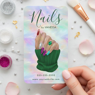 Manicurist Artist Chic Nail Studio Stylish Opal Business Card