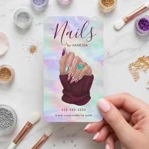 Manicurist Artist Nail Art Studio Stylish Opal Business Card