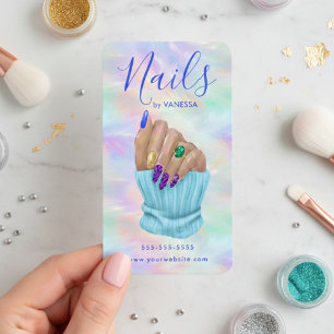 Manicurist Artist Nail Art Studio Stylish Opal Business Card