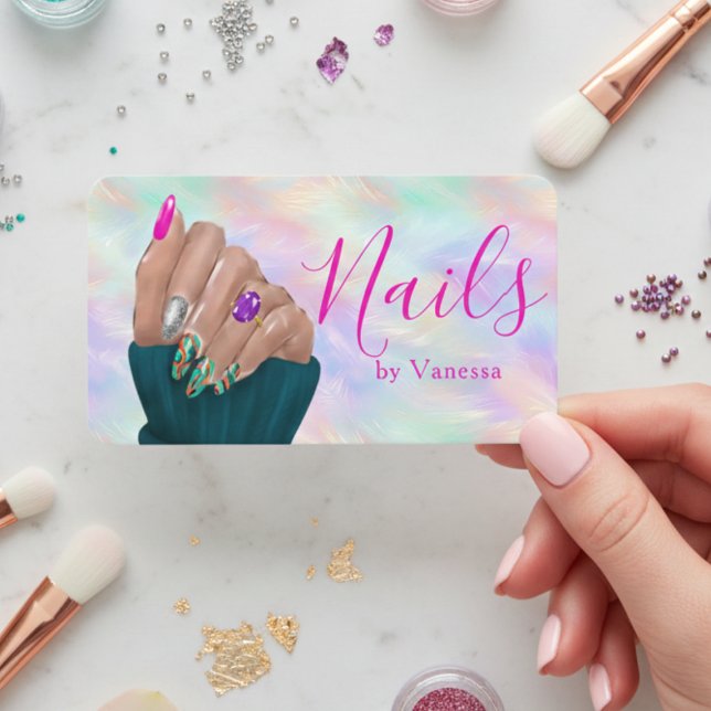 Manicurist Artist Opal Iridescent Nail Art Chic Business Card (Creator Uploaded)