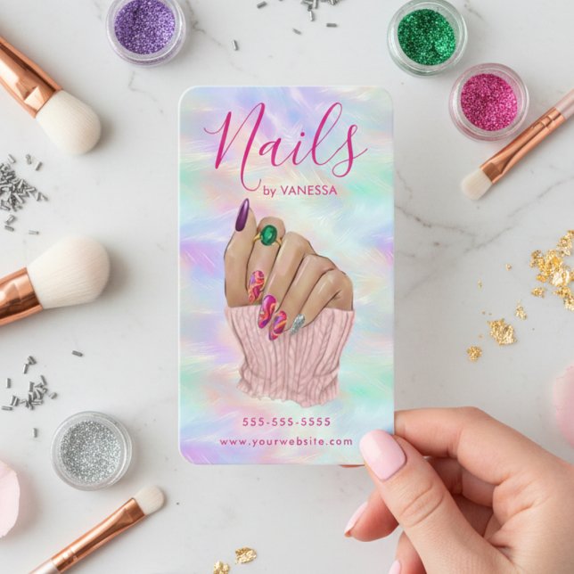 Manicurist Artist Stylish Nail Salon Chic Opal Business Card (Creator Uploaded)