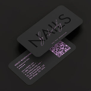 Manicurist Black Purple Nail Tech Nail Artist Business Card