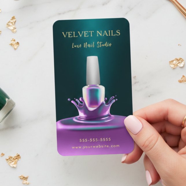 Manicurist Nail Artist Dark Green Blush Pink Chic Business Card (Creator Uploaded)