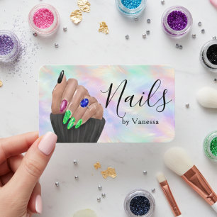 Manicurist Nail Artist Stylish Opal Iridescent  Business Card