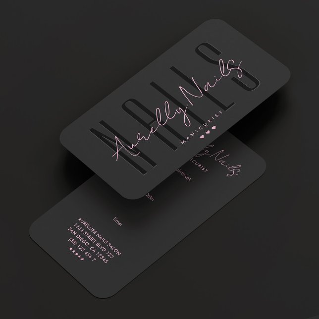 Manicurist Nail Tech Black Pink Appointment Business Card (Manicurist Nail Tech Black Pink Appointment Business Card
)