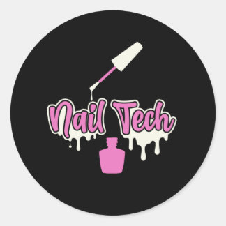Manicurist Nail Tech Polish Colour Beauty Pedicuri Classic Round Sticker