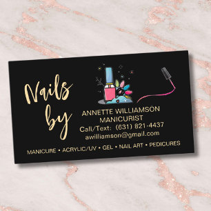 Manicurist Nail Technician Black Gold Business Card