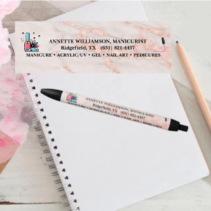 Manicurist Nail Technician Blush Rose Marble     Black Ink Pen
