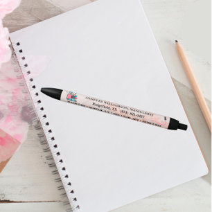 Manicurist Nail Technician Blush Rose Marble Black Ink Pen