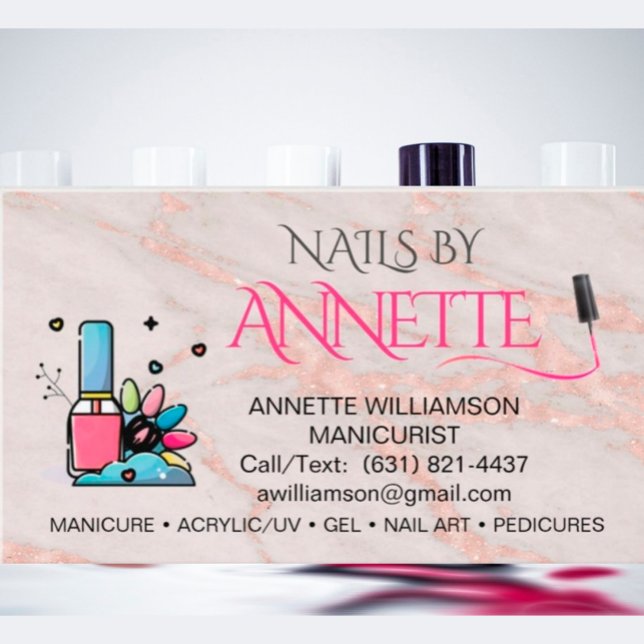 Manicurist Nail Technician Blush Rose Marble    Business Card (Creator Uploaded)