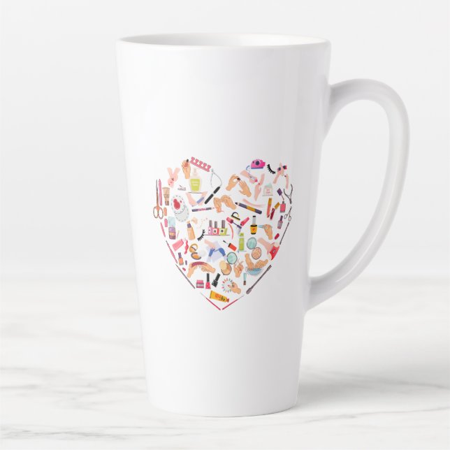 Manicurist Nail Technician Tool Heart Latte Mug (Right)