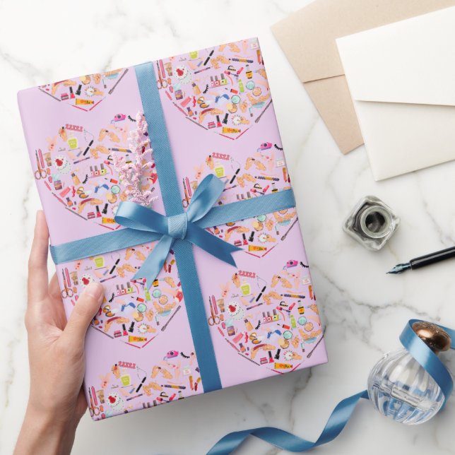 Manicurist Nail Technician Tool Heart Wrapping Paper (Gifting)