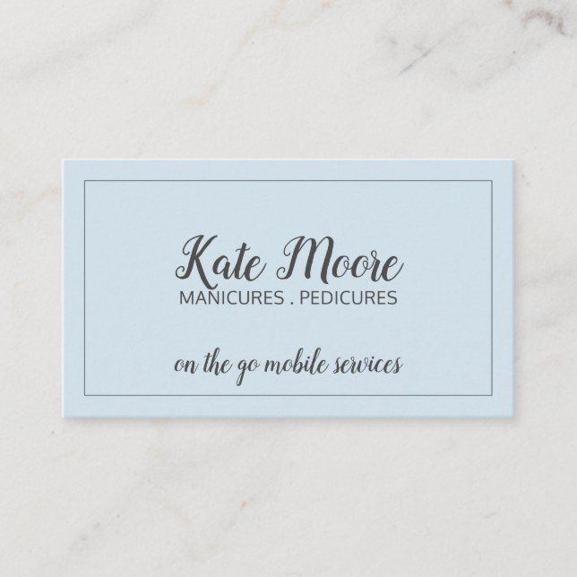 Manicurist Pedicurist Nail Salon Pale Blue Business Card (Front)