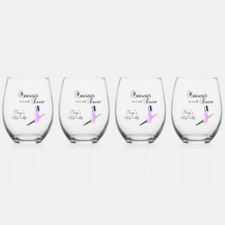 Manicurists Do It w/ Finesse Personal Promotion Stemless Wine Glass