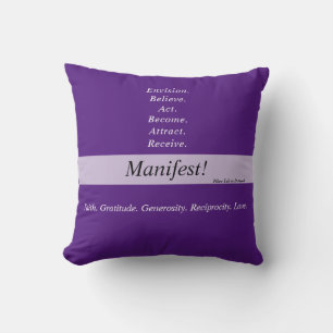 Manifest! 16x16 two-sided Throw Pillow -Purple v5