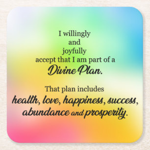 Manifest Abundance and Prosperity Square Paper Coaster