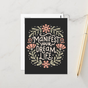 Manifest your dream life affirmation postcard