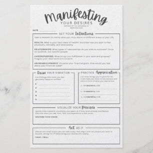 Manifestation Worksheet - Intentions Visualisation