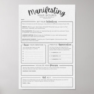 Manifestation Worksheet - Intentions Visualisation Poster