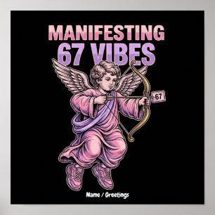 Manifesting 67 Vibes Streetwear Cupid Vintage 90s Poster