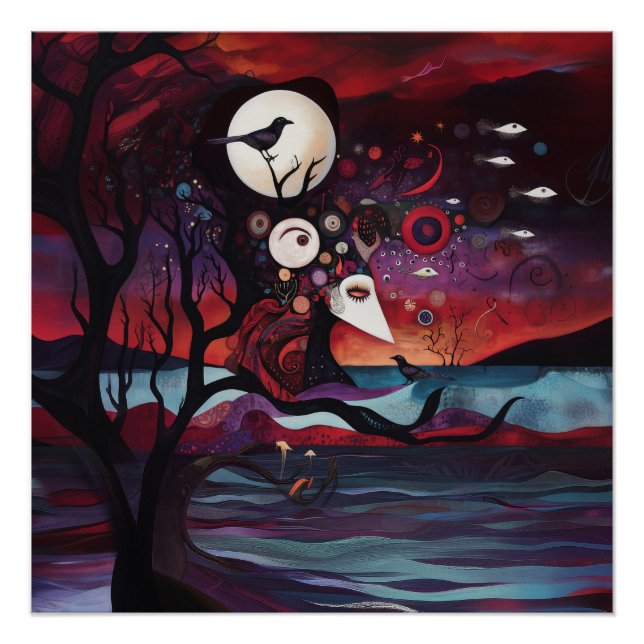 Manifesting Intention Witchy AI Art Semi-Gloss Poster (Front)